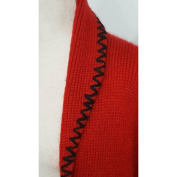 Womens Vintage Longline Open Cardigan Sweater Heavy Mohair Acrylic Fuzzy Red - Picture 4 of 10